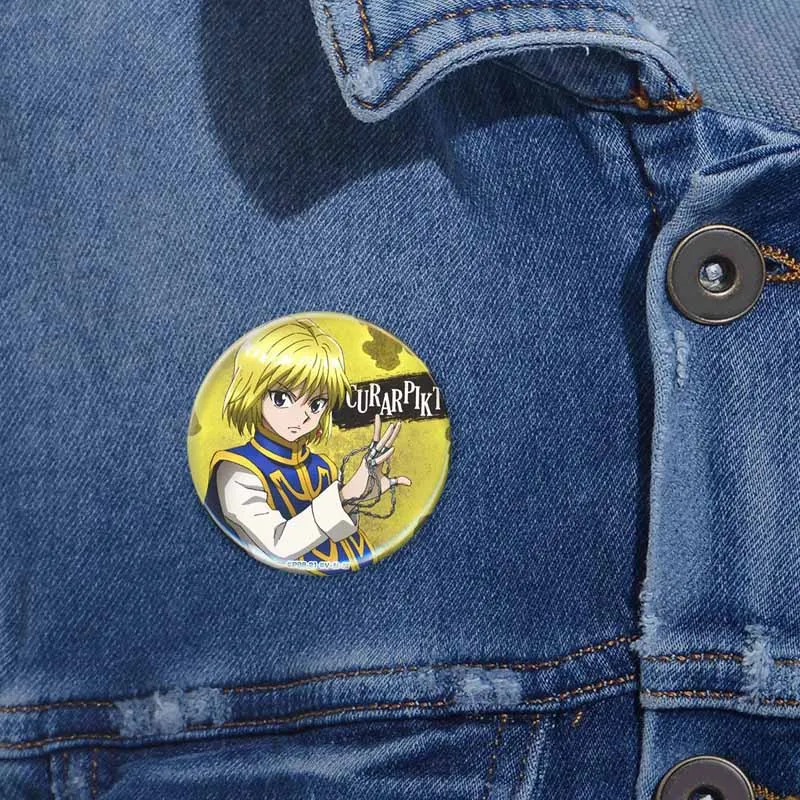 Anime Character Killua Kurapika Gon Leorio Hisoka Pins Round Tinplate Enamel Brooch Cartoon Badge for Bag Jewelry Accessories