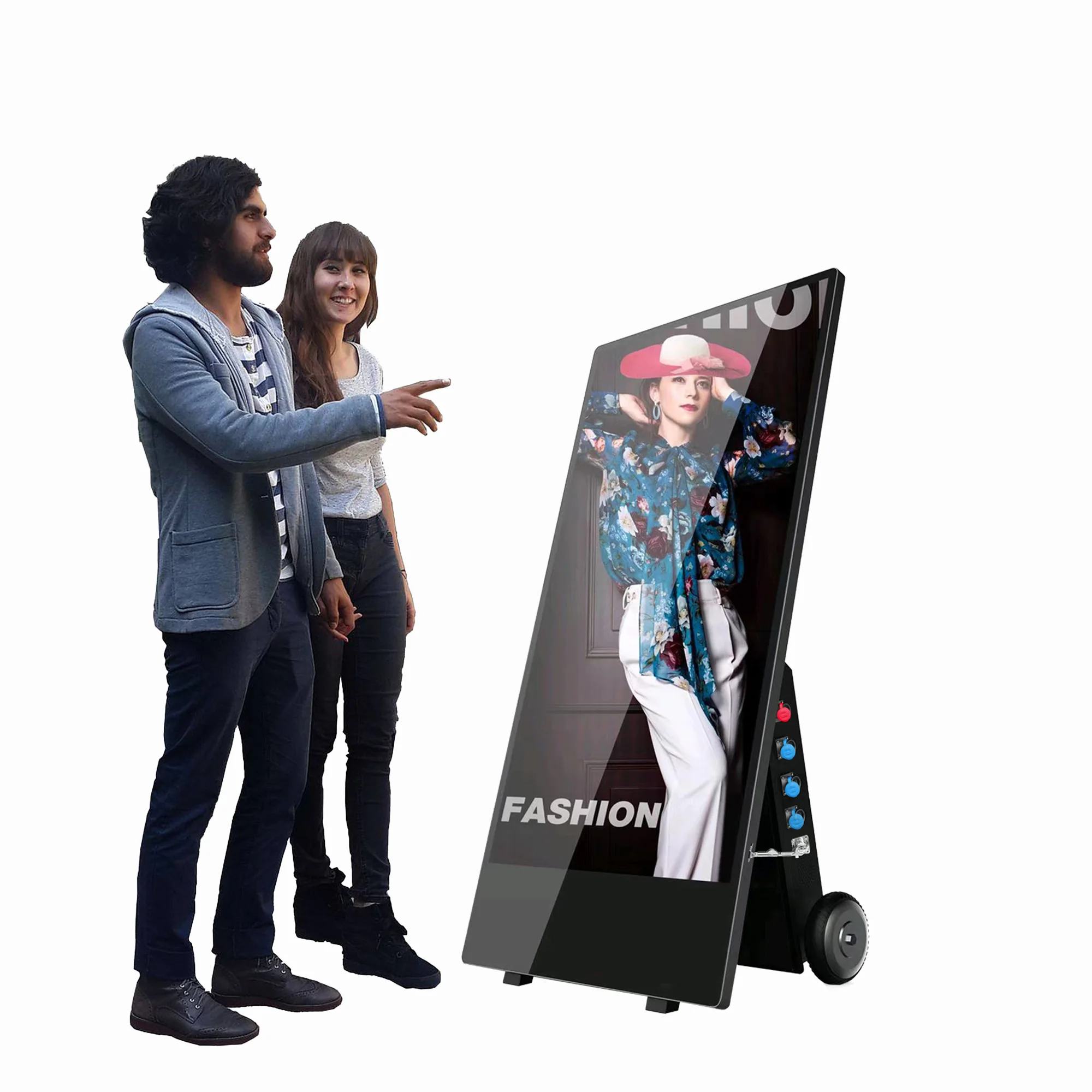 Outdoor Digital Display Screen Signage Advertising Player Mobile Advertising Machine Waterproof Smart Advertisement With Wheels