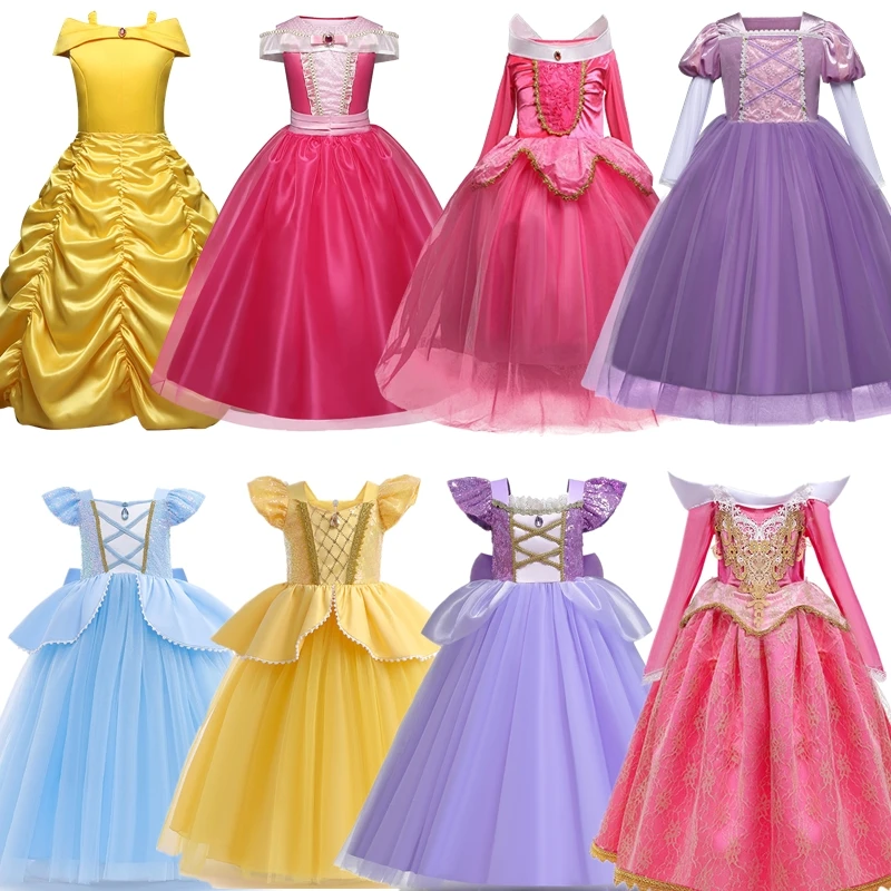 Fantasia Tangled Girls Princess Dress Halloween Cartoon Cosplay Elsa Bella Costume for Children Disguise Carnival Party Dress Up