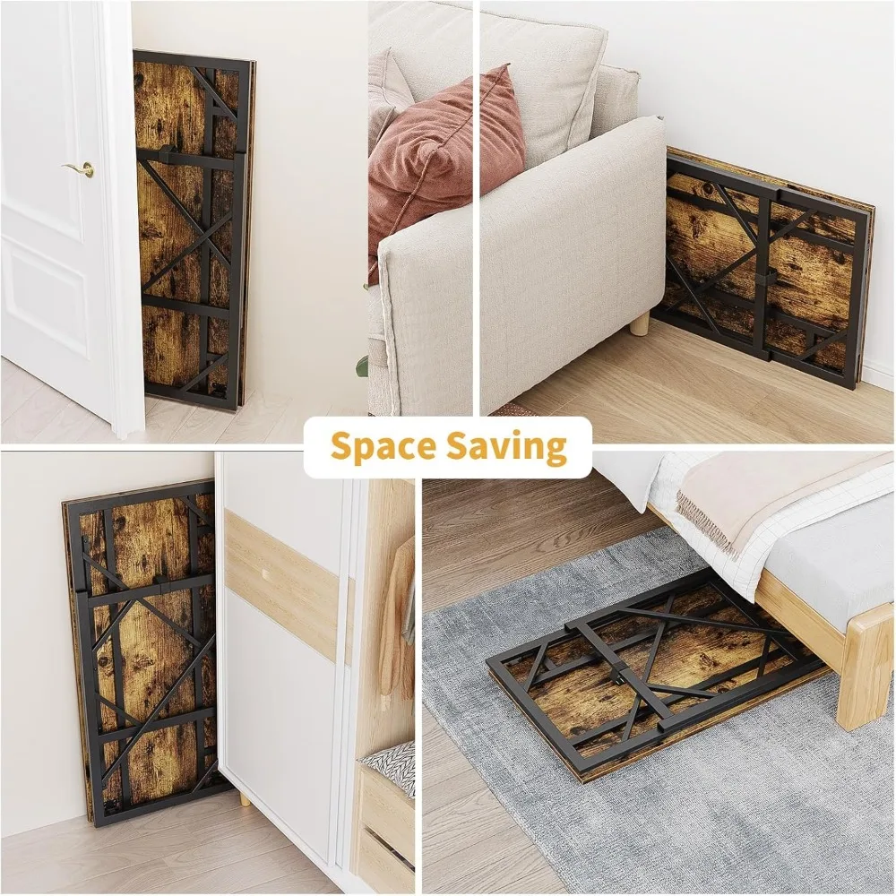 Folding Writing Desk for Home Office - Compact Foldable Computer Desk for Small Spaces, Ideal Study Table for No-Assembly Conven