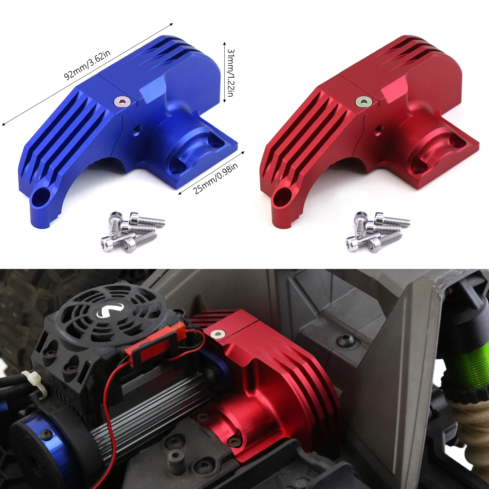 جزء ترقية غطاء تروس الألومنيوم RC # 8987 لسيارة RC 1/10 Maxx 89086-4 89076-4، درع حماية من الحرارة Aolly