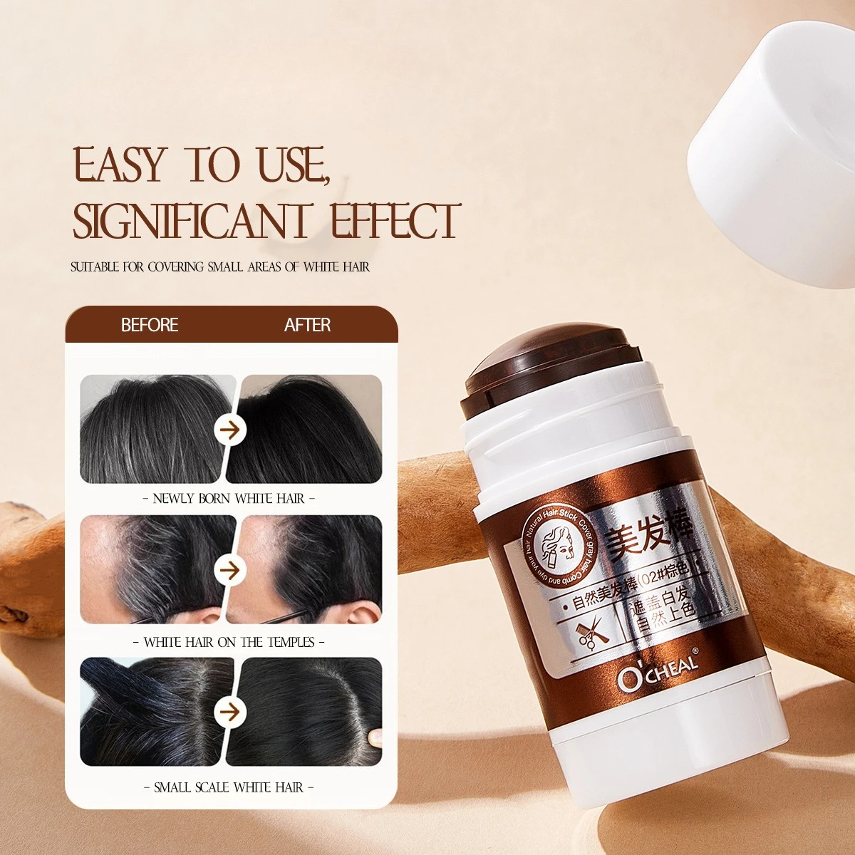 

Hairdressing Stick Covers Gray Hair, Sideburns Cover White, One Coat Black, Disposable Short-lasting Dye Pen Paste