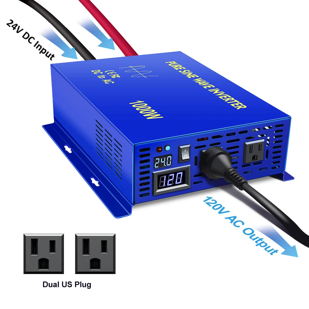 Imagem -04 - Fora do Conversor de Energia Solar da Grade Inversor de Onda Senoidal Pura Eletrodoméstico 1000w 24v a 220v 12v 48v 100v 120v 230v 240v ca