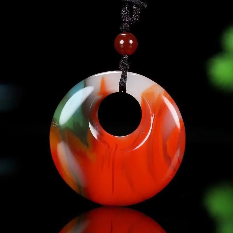 

Colorful Jade Safety Buckle Pendant, Classic Simple and Versatile Jade Pendant