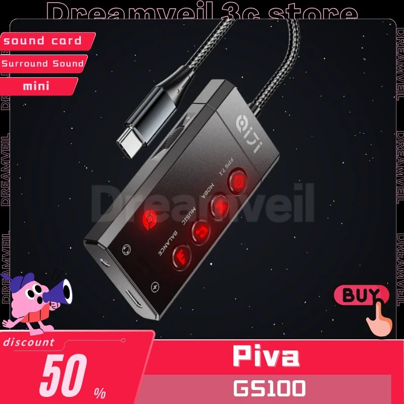 

Piva Gs100 Mobile Gamer Sound Card 7.1 Live Broadcast Dedicated External Audio Converter Professional Mobile Gamer Sound Card