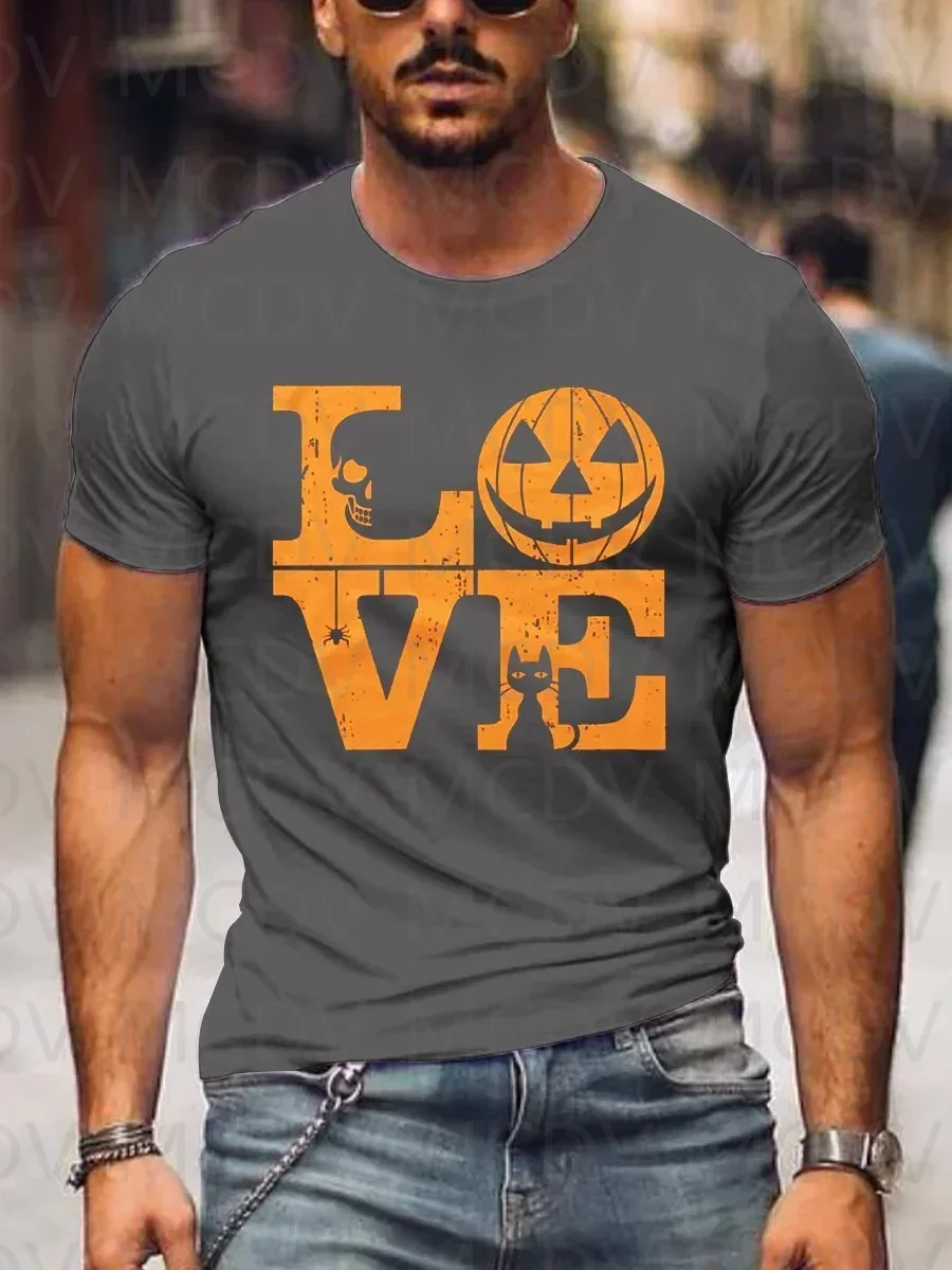

Men's Summer Shorts Sleeve Shirts Halloween Love Graphic Casual Print T-Shirt