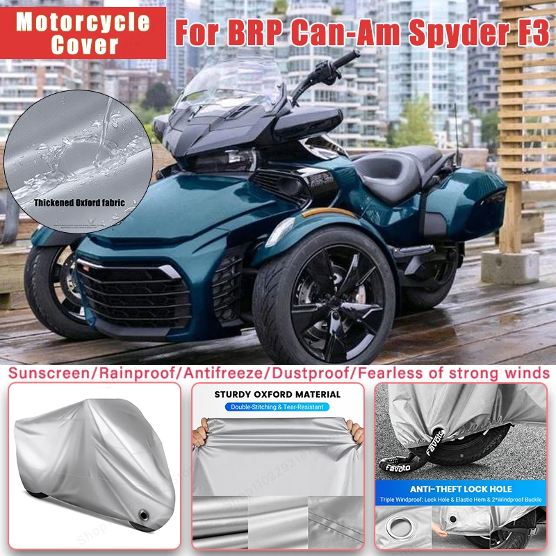 For BRP Can-Am Spyder F3 No Ear Motorcycle Cover - Outdoor Full Body Protection, Waterproof Dustproof Sunscreen Moto Accessories