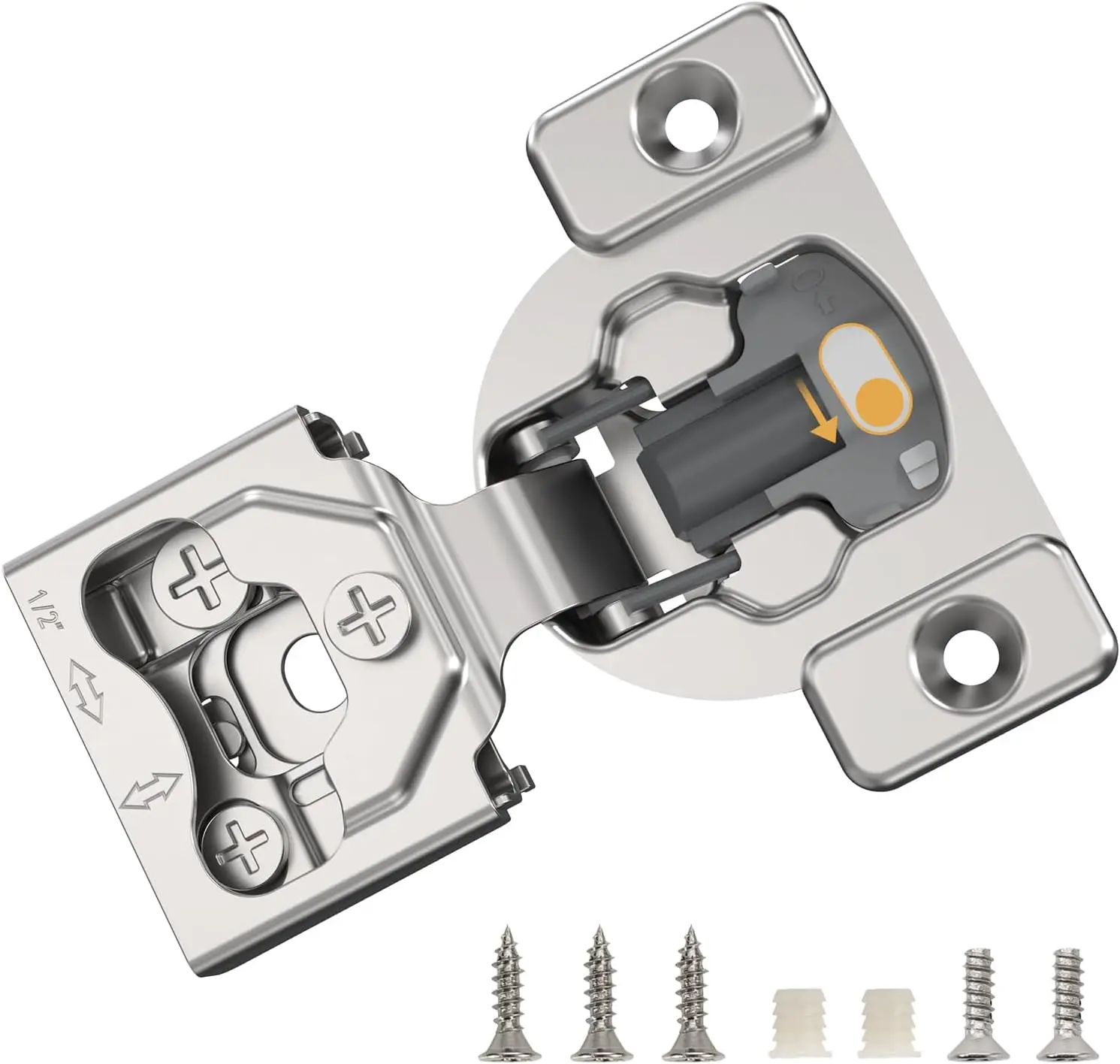 

Петли для шкафа Viladepot, 1/2 дюйма, маленькие накладные петли для скрытой лицевой рамы, 105 ° Открытый угол 4D Регулируемое мягкое закрытие Самозакрытие