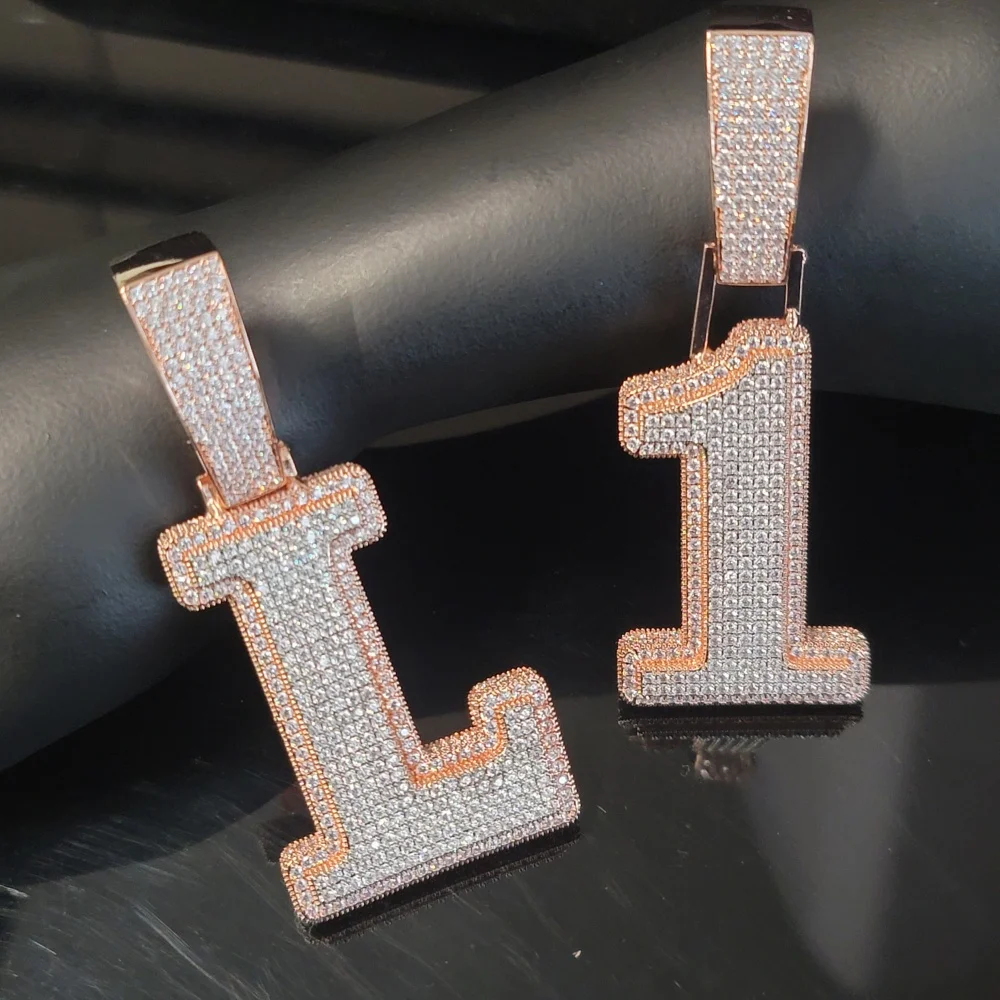 Personalized Custom Big Letter Pendant Iced Out Jewelry Name Customized Initial Hip Hop Necklace Cuban Link Chain Party Gifts