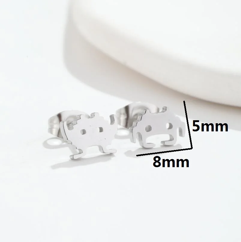 SMJEL Tiny Space Earrings Stainless Steel Extraterrestre Small Stud Earrings for Women Hollow Universe Cancer Jewelry Party Gift - view 2