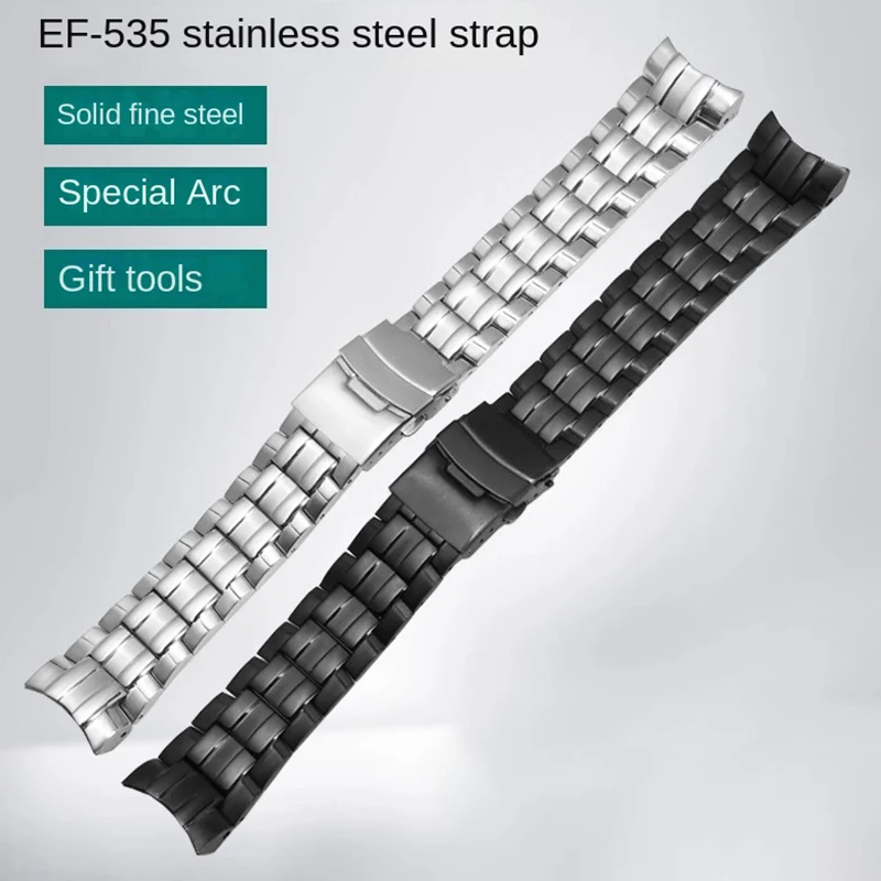 EF-550 Precision Steel Watch Band Replacement For Casio EDIFICE/EF-535 Series Arc Interface Stainless Steel Watch Chain 22mm