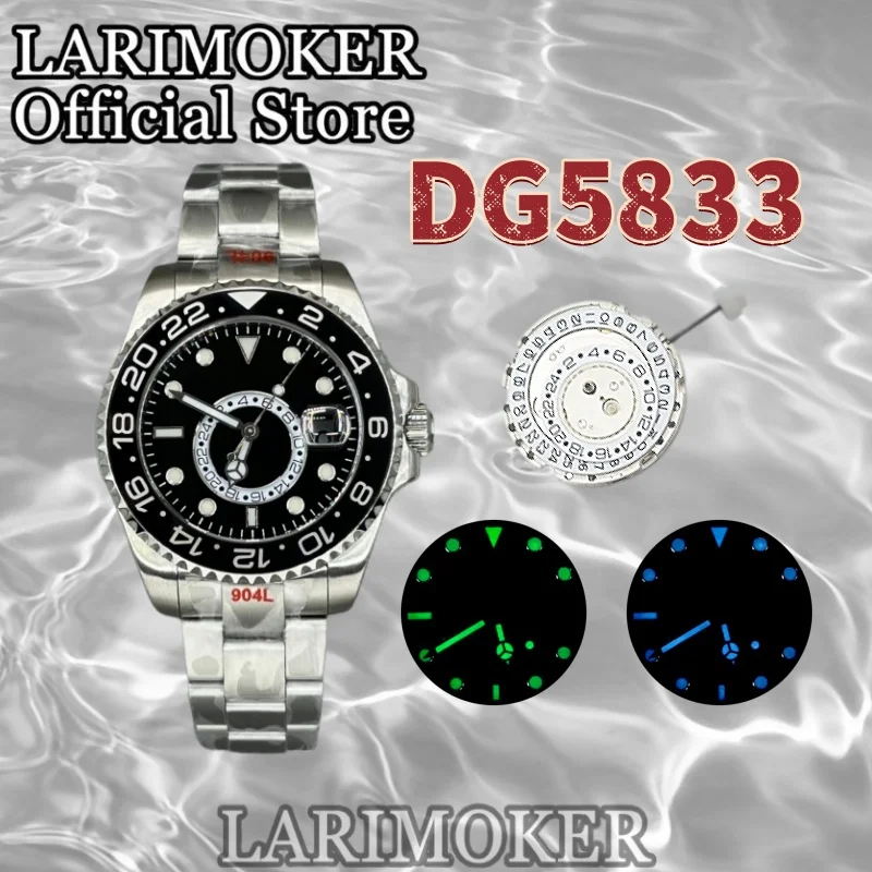 

LARIMOKER 43mm Automatic Mechanical Watch Sapphire Glass with DG5833 Movement Luminous Dial and Hands Stainless Steel Bracelet