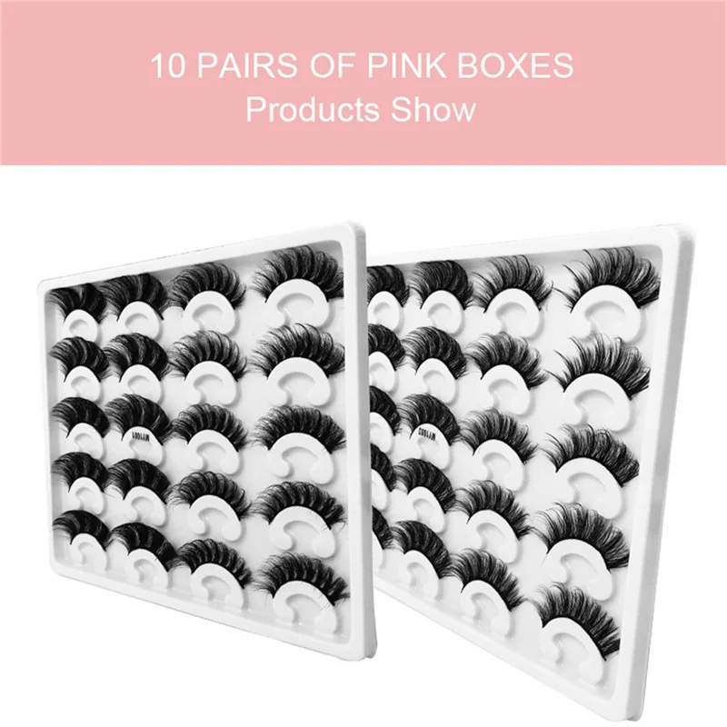 10 Pairs/Boxes Premium Volume fluffy Mink Eyelashes  8 style 25mm false eyelashes customize Lashes with Pink Gift box