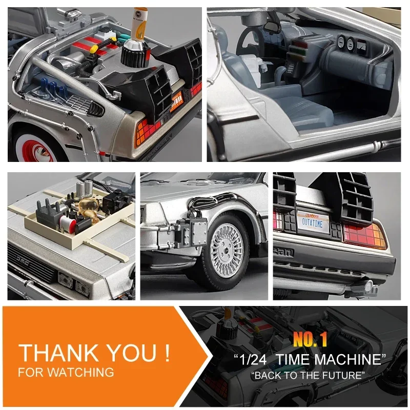 WELLY 1:24 Back To The Future Time Machine Diecast Alloy Model Car DMC-12 Delorean Metal Toy Car Gift Collection Car Model