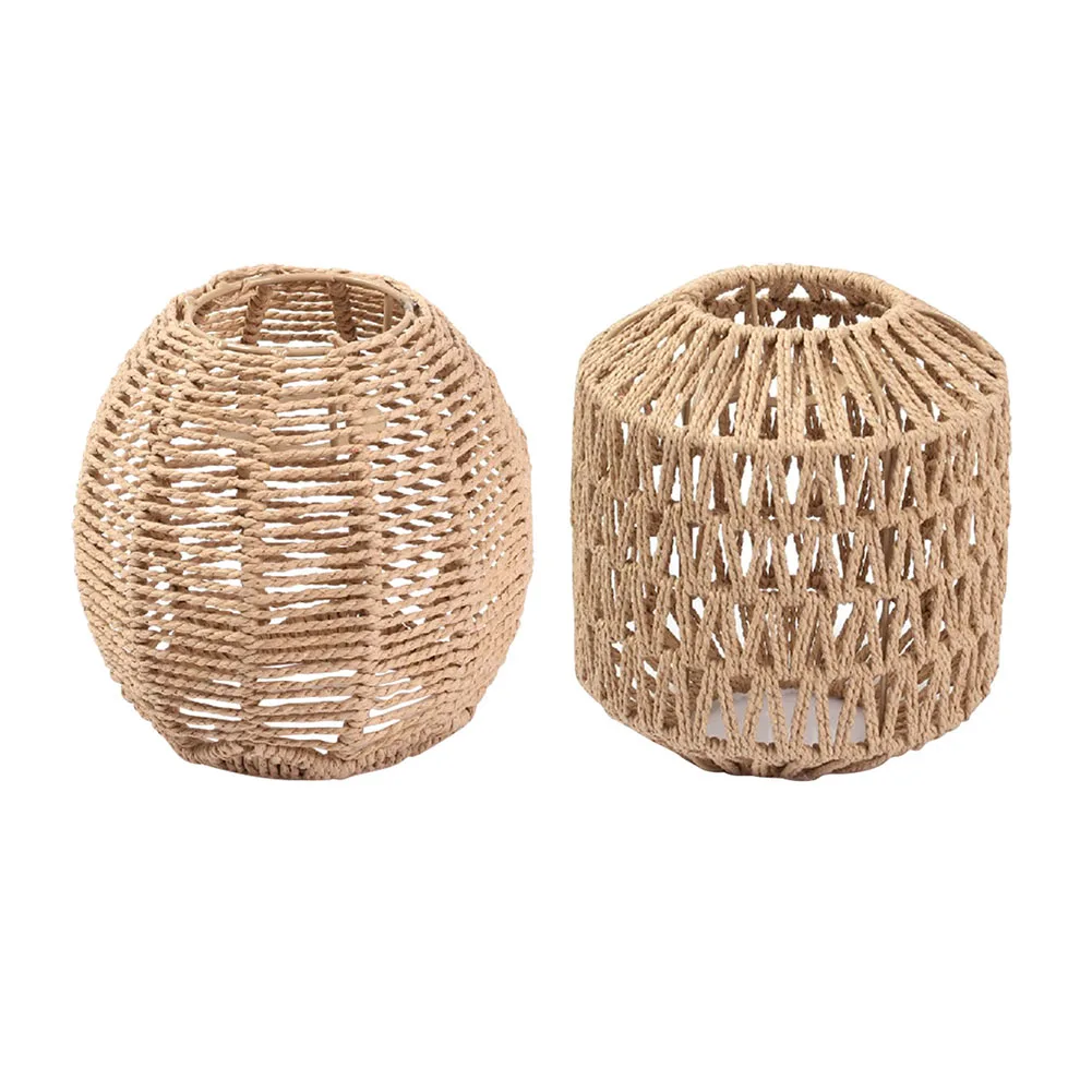 Simulated Rattan Light Fixture Rustic Hanging Lampshade Handmade Woven Lamp Shade for Living Room Bedroom Hotel Restaurant