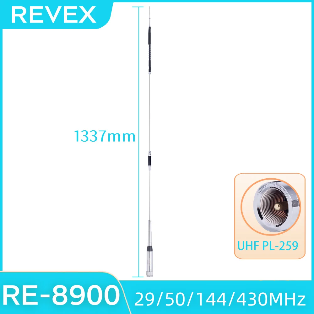 REVEX Mobile Radio Antenna RE-8900 Quad Band 2.15/3.5dBi High Gain Aerial for FT-7800R TM-271 TM-471 TH-9800 VV-985