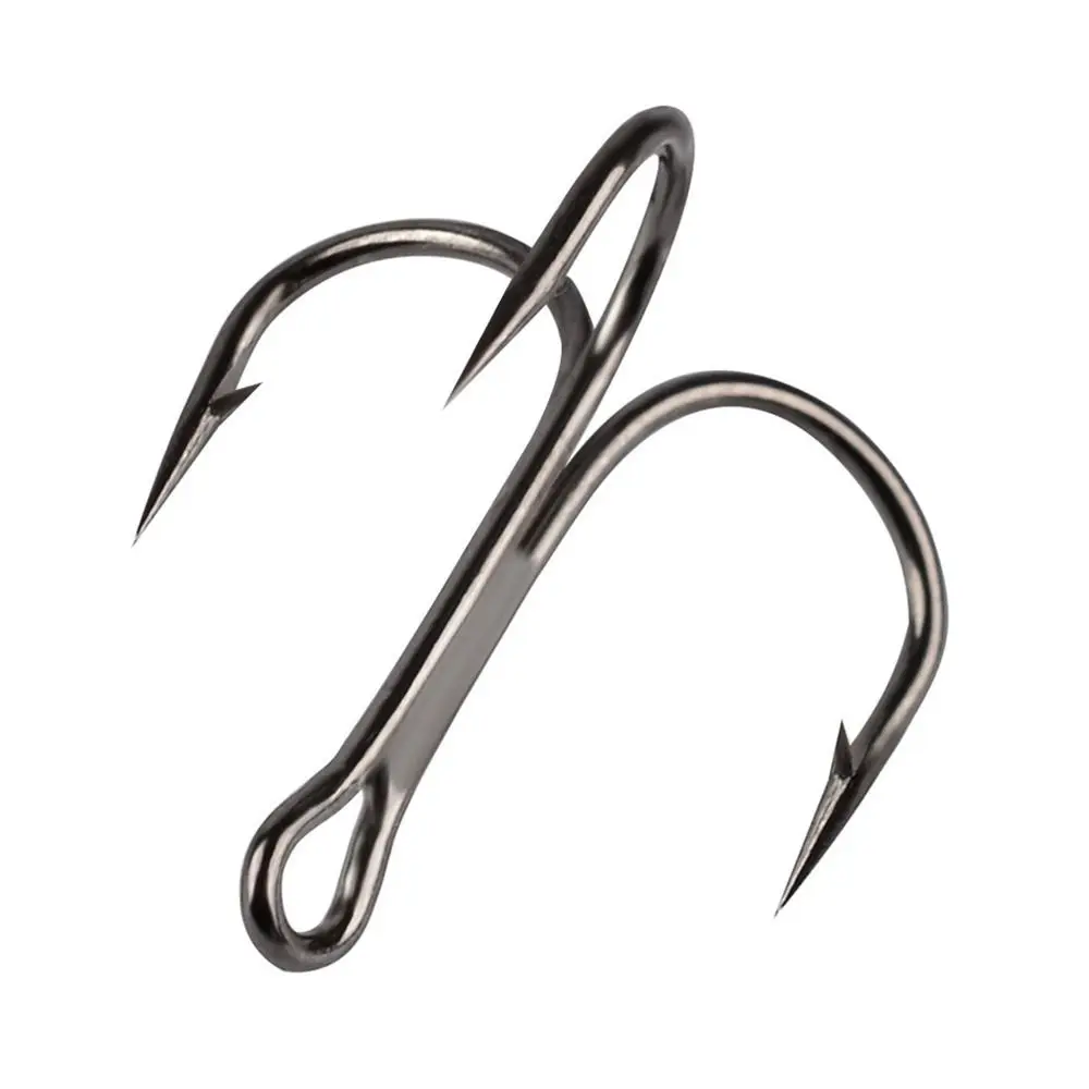 50Pcs Black Nickel  Super Sharp Fishhooks Treble Fishing Hooks  High Carbon Steel Matte Tin Hooks Fishing Tackle