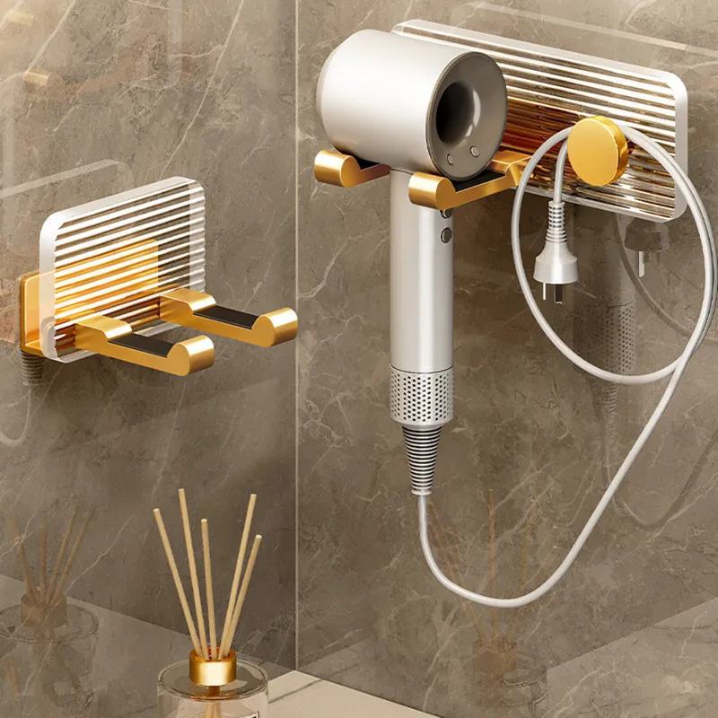 Hair Dryer Rack  Space Aluminum &Acrylic Storage Rack Bathroom Waterproof Accessories Holder Organizer Home Decoration