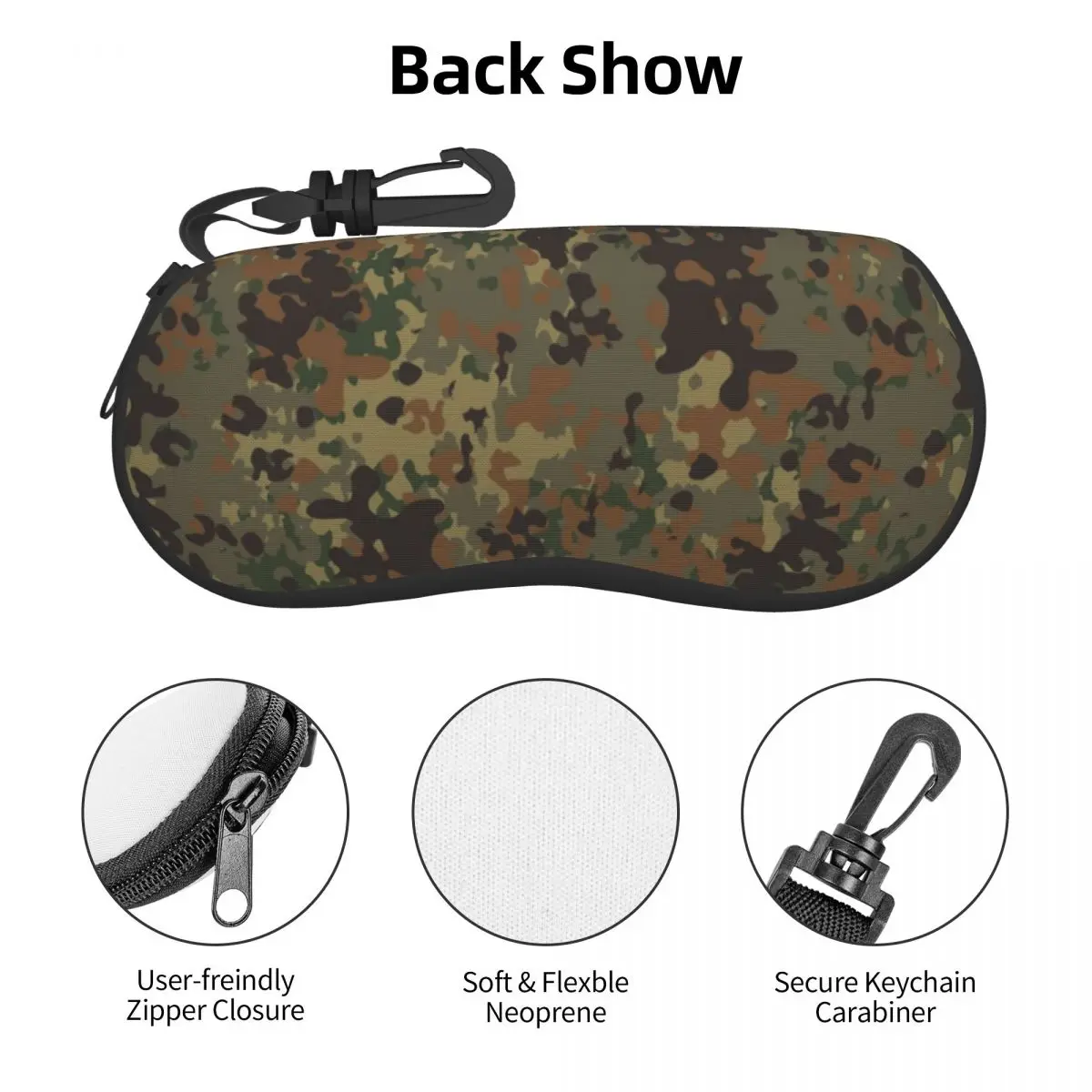 Custom Flecktarn Camo Sunglasses Soft Case Neoprene Zipper Camouflage Shell Eyeglass Case Protective Box For Glasses