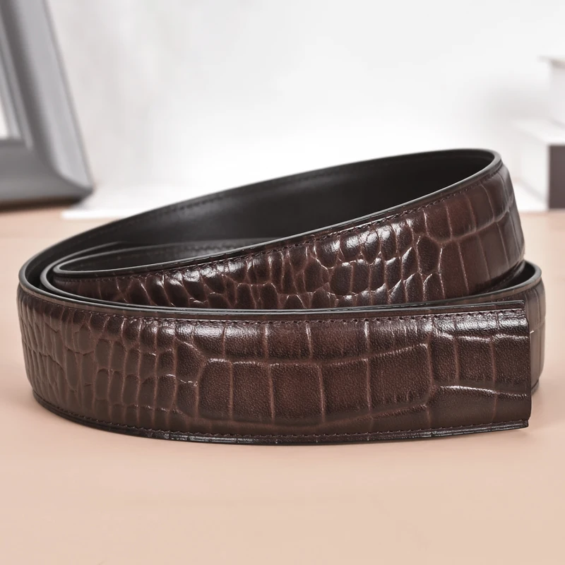 Mens belts No buckle Top layer cowhide belt collocation Automatic buckle 3.4CM and Needle buckle,only belt Fashion Belt strip