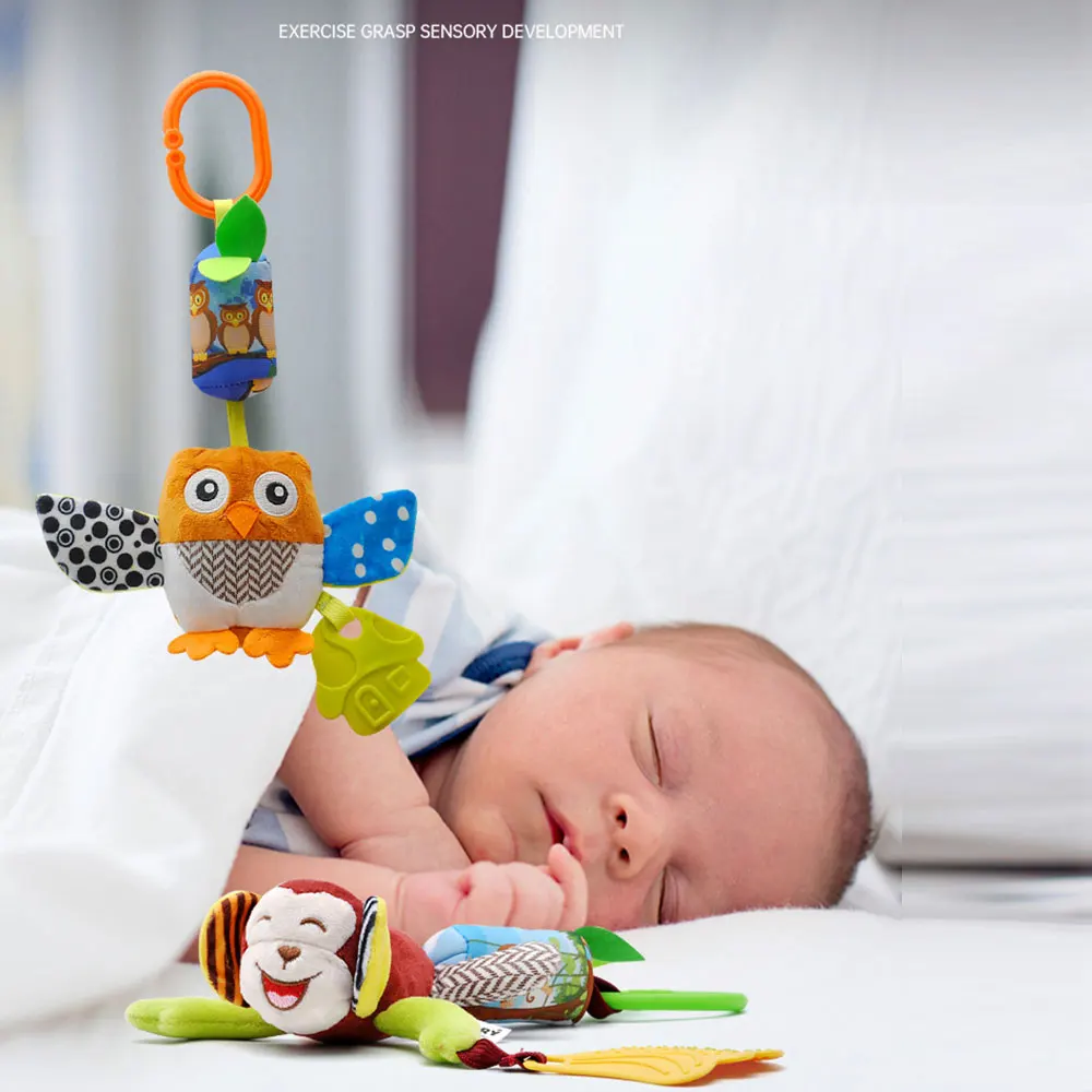 سرير معلق على شكل حيوان جديد، قلادة عربة أطفال، خشخيشة بجانب السرير، ألعاب أطفال حديثي الولادة، جذب انتباه الطفل، هدية