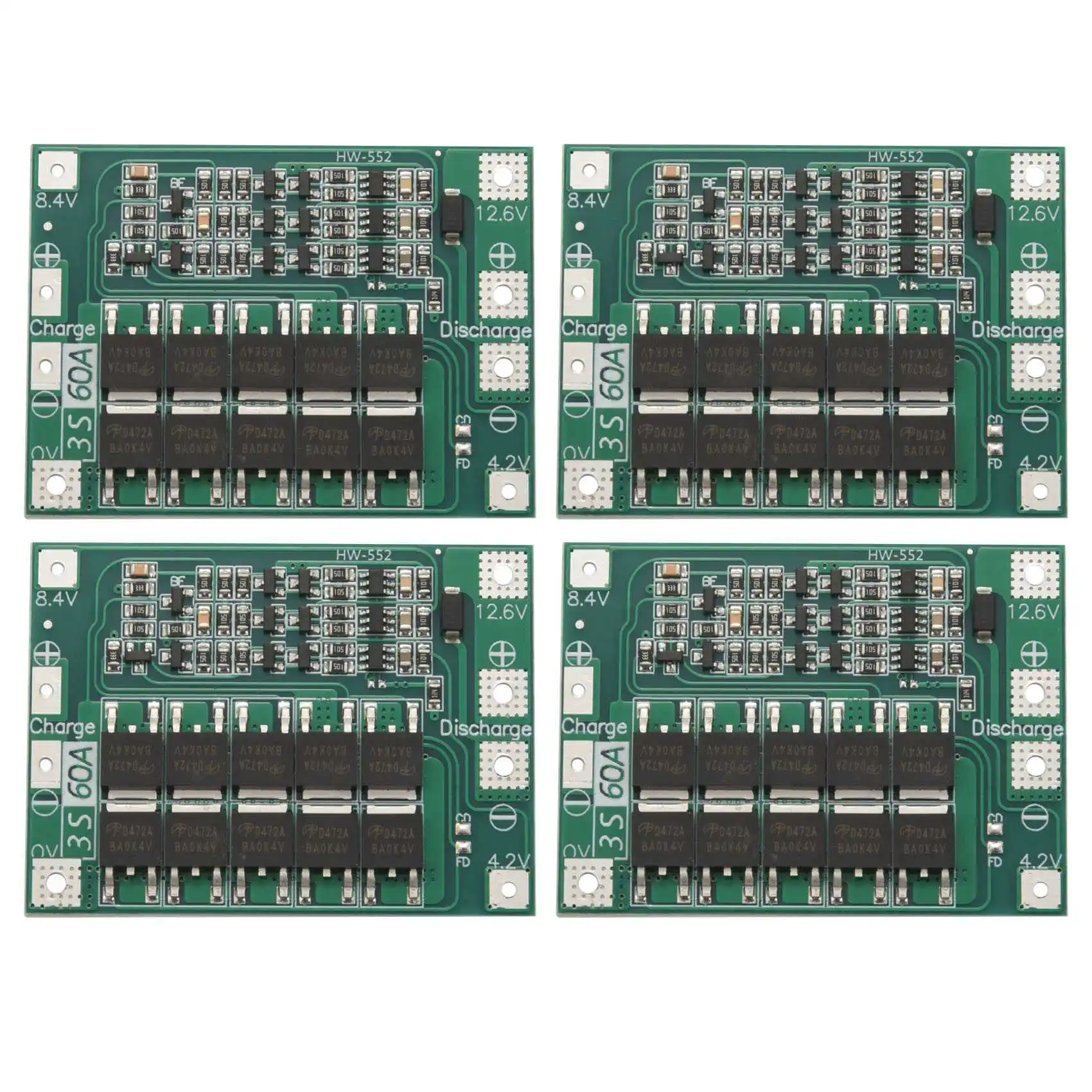 4X 3S 60A Bms Board 11.1V 12.6V 18650 Li-Ion Lithium Battery Protection Board Enhanced Version