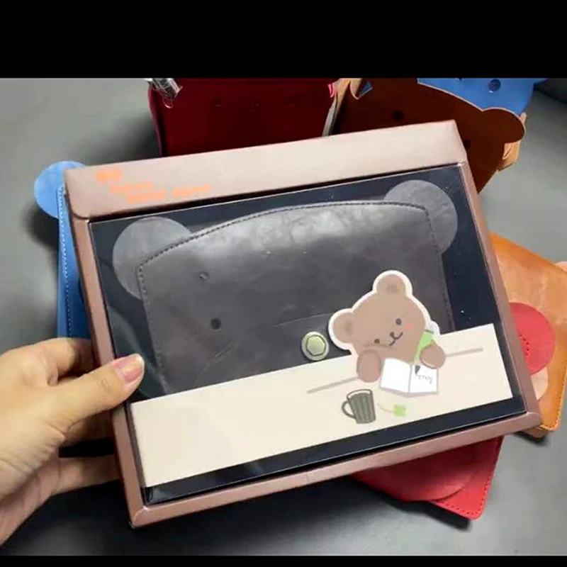 Bear Shaped Leather Loose-leaf Notepad A6 Hand Ledger Notebook Set Stationery Set