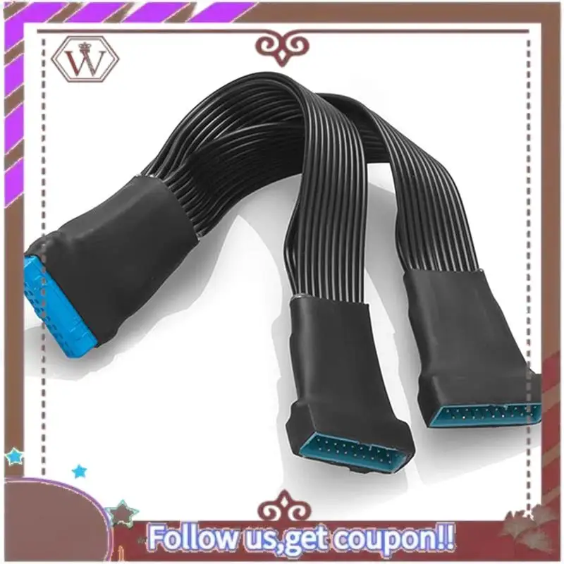 ABBG-4Pcs placa-mãe usb 3.0 19pin cabeçalho 1 a 2 cabo divisor de extensão, 12cm 19pin cabo adaptador de cabeçalho de extensão interna