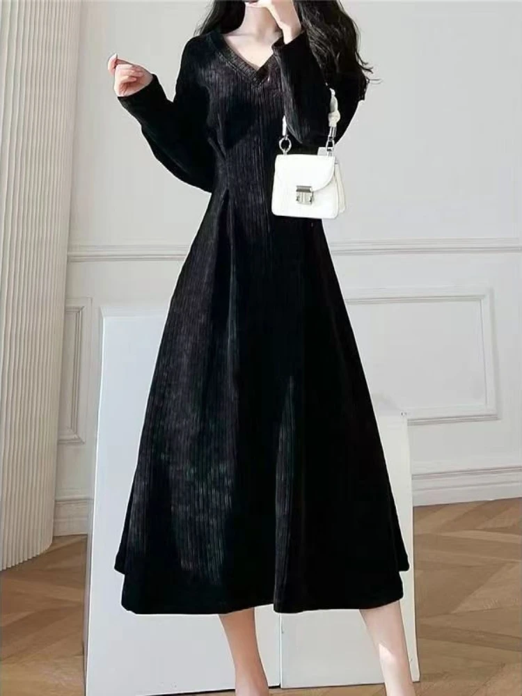 Vestidos de fiesta de ganchillo para mujer, tendencia esencial, fresco, Retro, Otoño Invierno, elegante, informal, Harajuku, graduación, vestido de punto liso para mujer