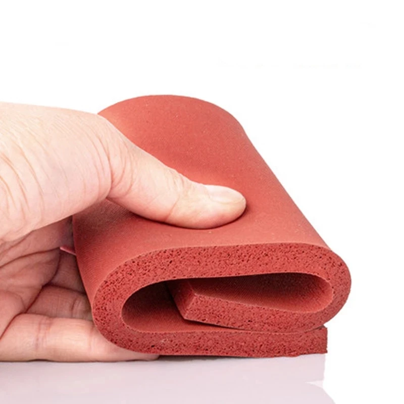 Heat Resistant Silicone Sponge Foam Rubber Sheet, Texture, High Temp Press, Red