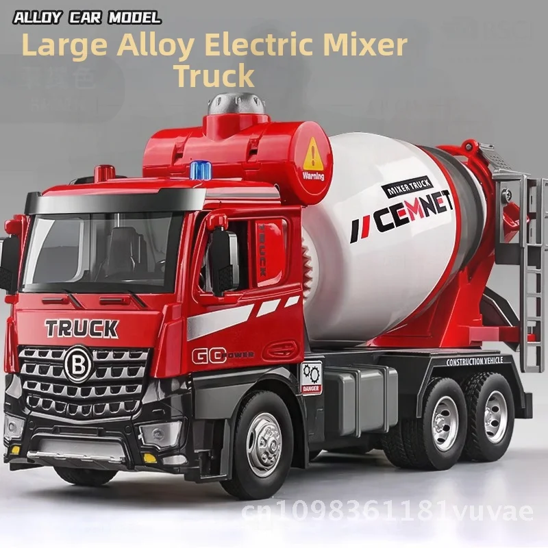 Giocattolo per camion miscelatore elettrico in lega di grandi dimensioni per bambini Veicolo di ingegneria Carro armato di cemento Camion in cemento con effetti luminosi e sonori Ragazzi