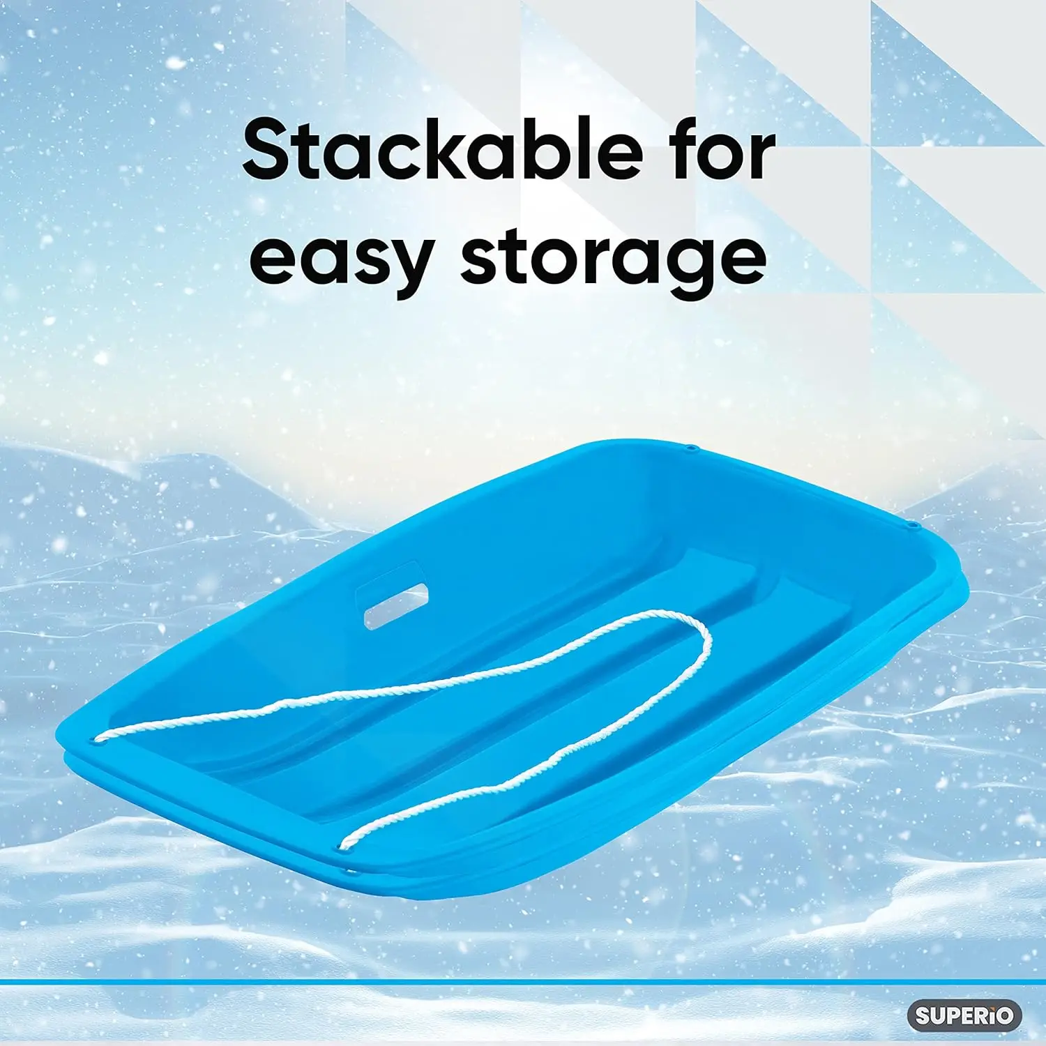 Toboggan Snow Sled for Kids and Adults Heavy Duty Plastic Slider with Handles and Hole for Pull Ropes Kid and Adult Winter Fun