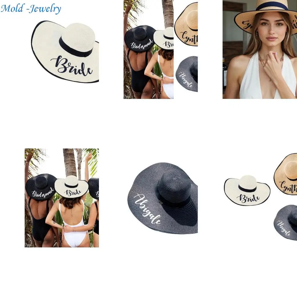 

69HB Large Brims Sunproof Hat For Bride Wedding Ceremony and Bachelorette Parties