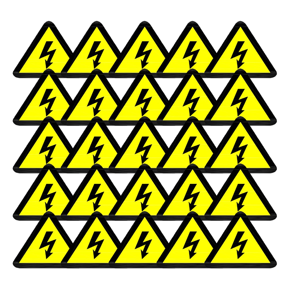50 Pcs High Voltage Stickers Label Static Electricity Warning Meter Box Caution Yellow