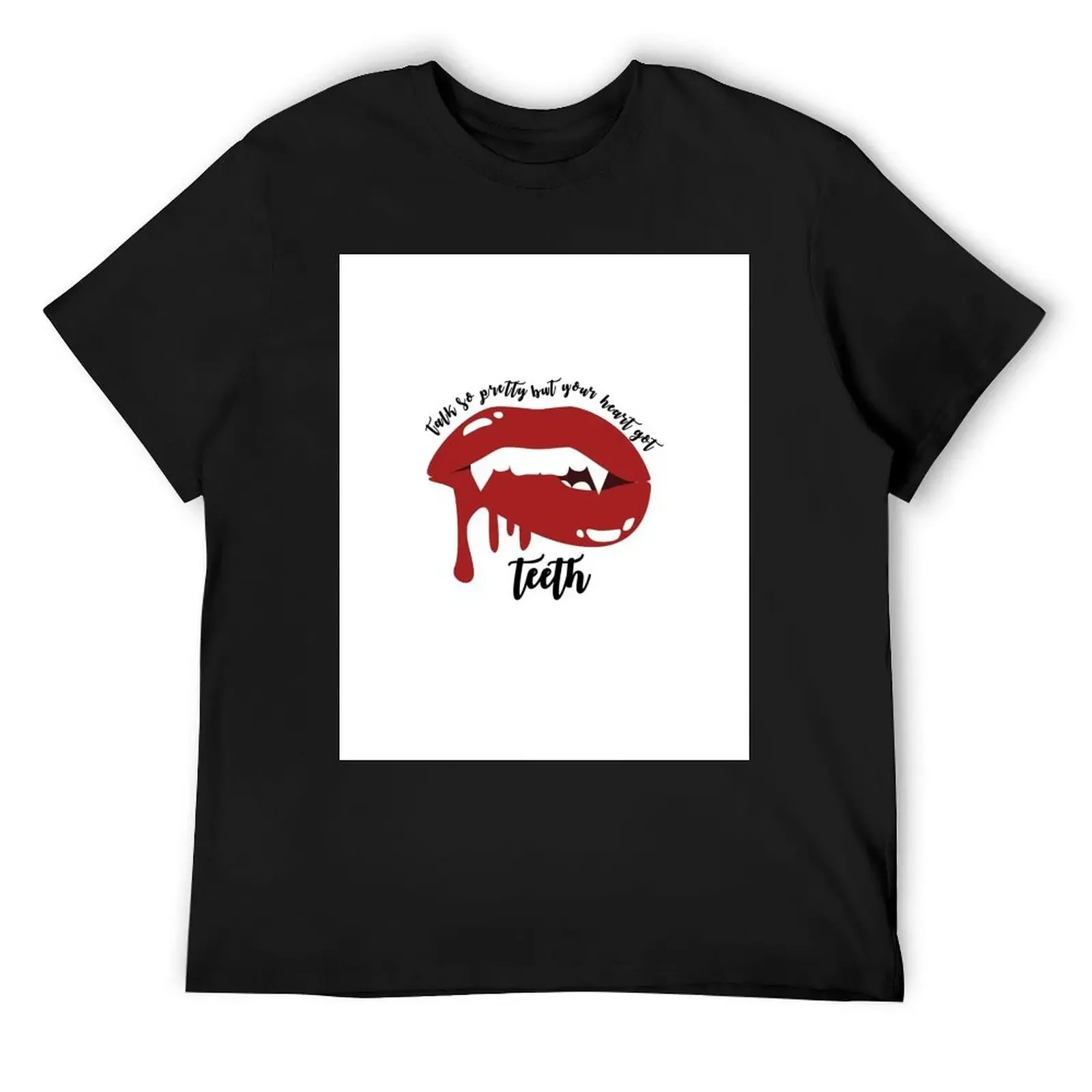 Heart Got Teeth Lyrics T-Shirt vintage clothes Blouse summer tops korean fashion t shirts for men