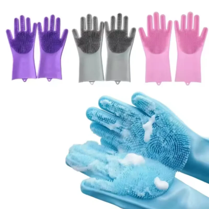 1/3/5pcs Dog Bathing Cleaning Gloves Soft Pet Shampoo Scrubber Cat Grooming Silicone Hair Removal Glove Hand Skin Protection view 5