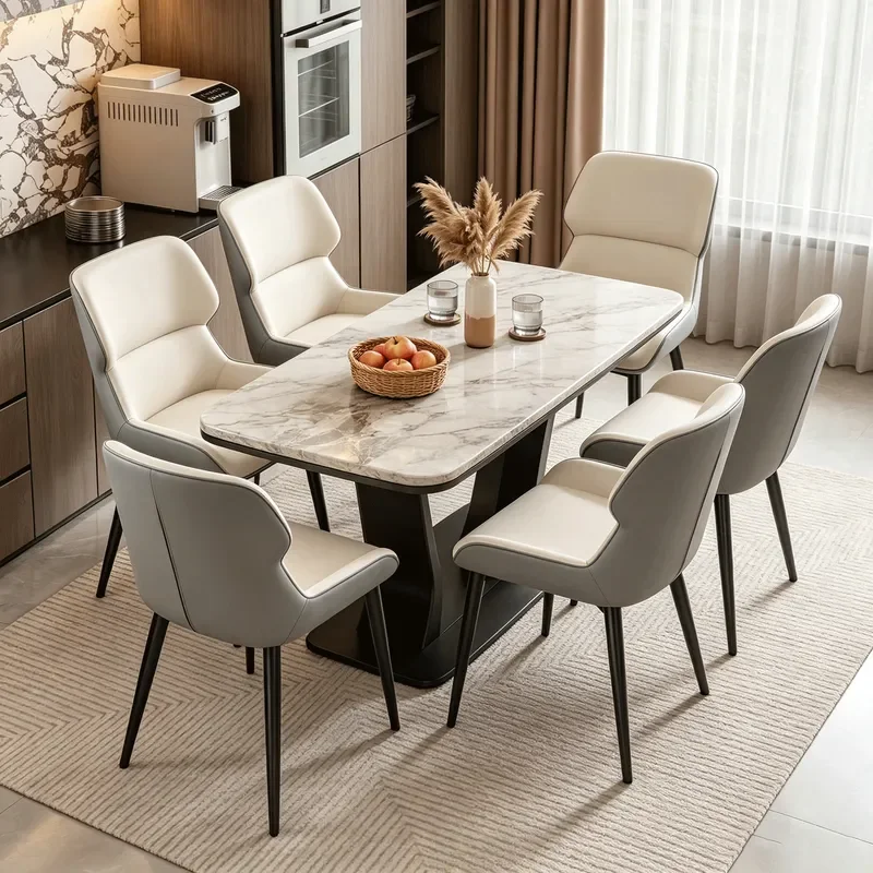 Modern Light Luxury Soft Bag Backrest Dining Chair for Home Restaurant Study Tea Room Negotiation Guest Comfortable Sedentary