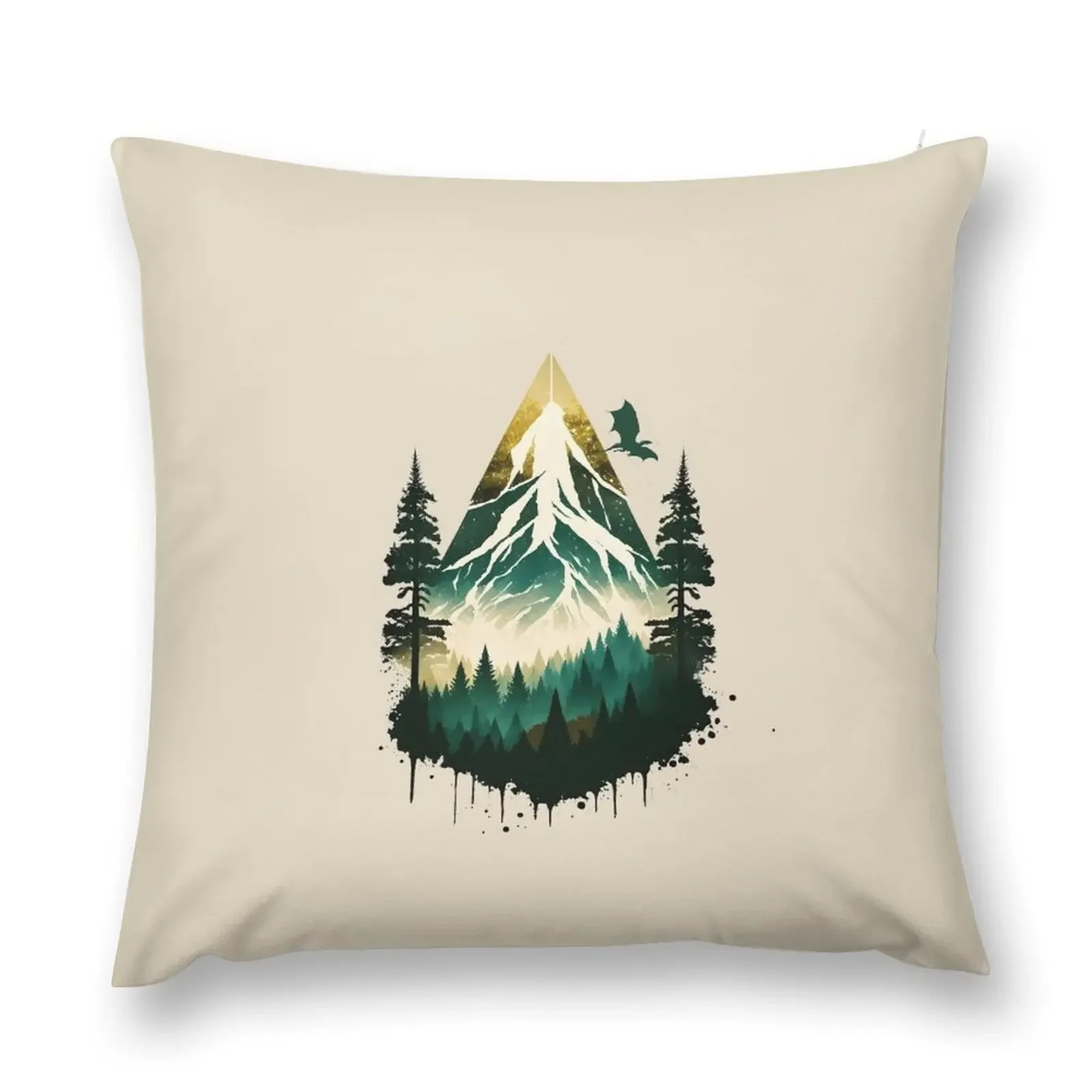 The Lonely Mountain - Geometric - Dragon - Fantasy Throw Pillow Sofa Decorative Covers christmas decorations 2025 pillow