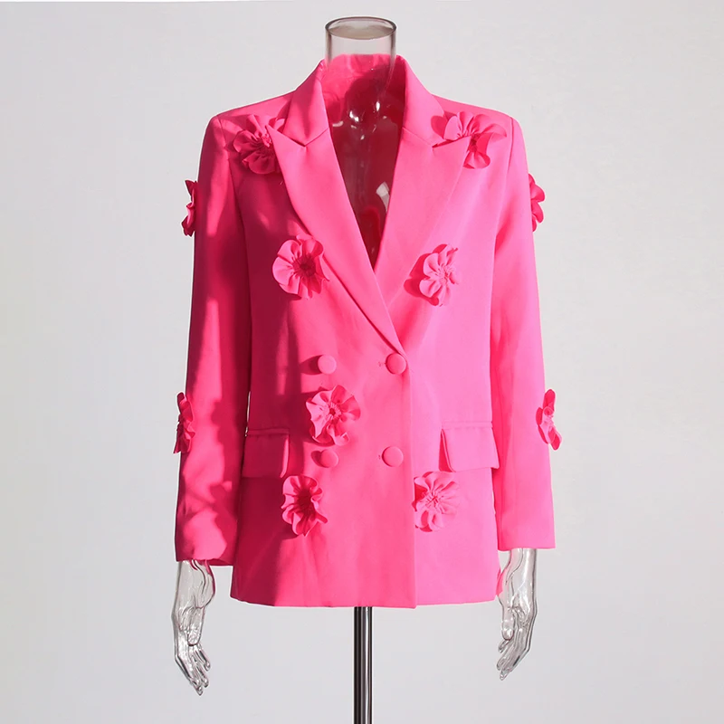 BPN Elegant Patchwork Appliques Solid Blazers For Women Notched Collar Long Sleeve Spliced Button Temperament Blazer Female New