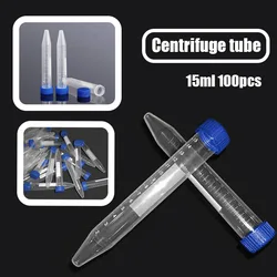 Wetenschappelijke Conische Centrifugebuizen 15Ml 100 Stuks Plastic Reageerbuis Met Schroefdoppen 15Ml Steriele Reageerbuisjes Met Deksels