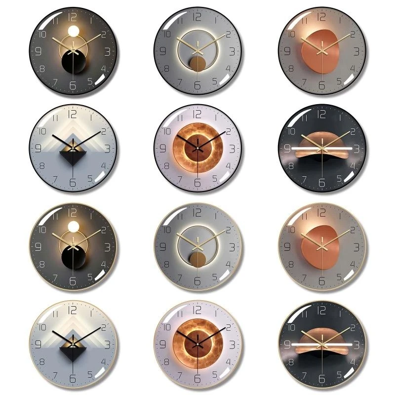 

12 Inch Glass Wall Clock Art Hanging Clocks Silent Non-Ticking Battery Operated