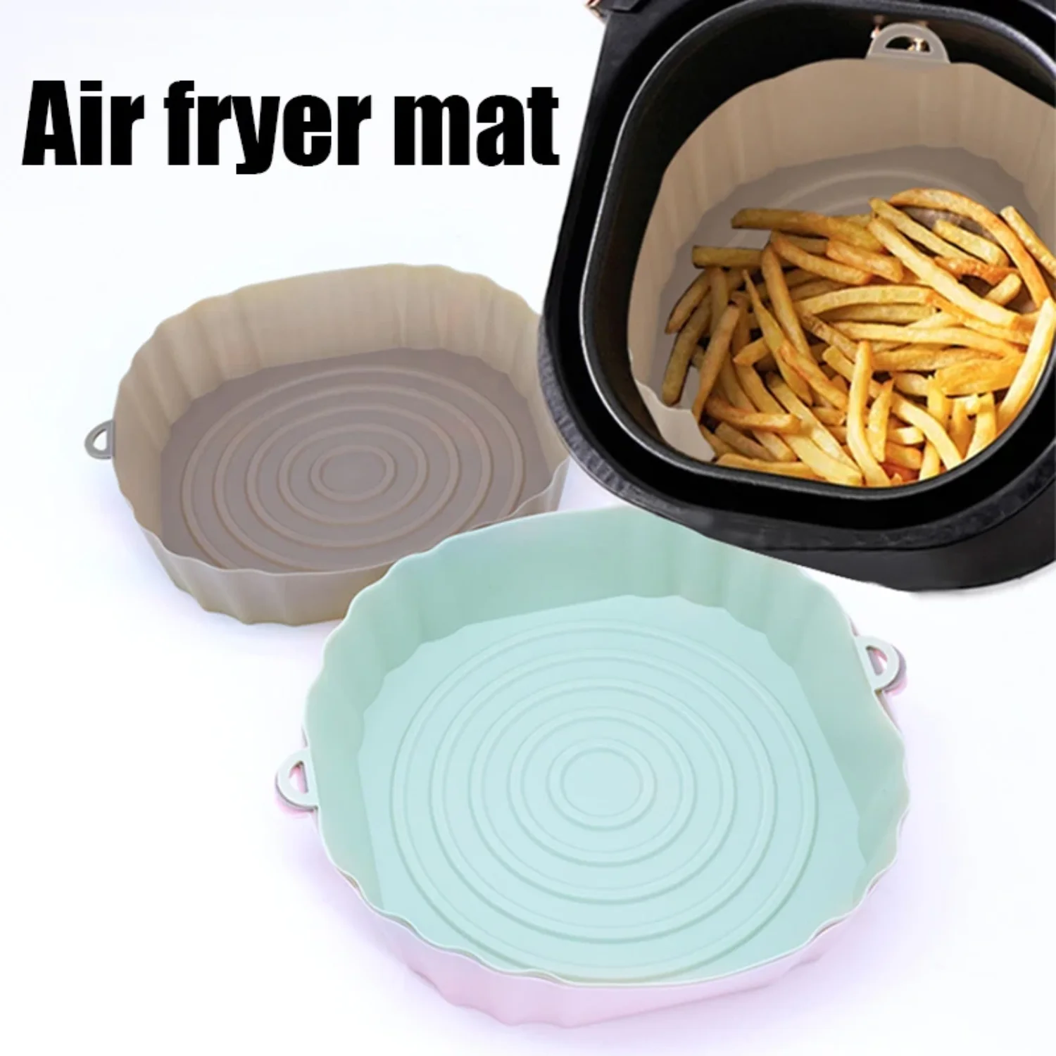 

Air Fryers Oven Baking Tray Fried Chicken Basket Mat Airfryer Silicone Pot Round Replacemen Grill Pan Accessories Easy Cleaning