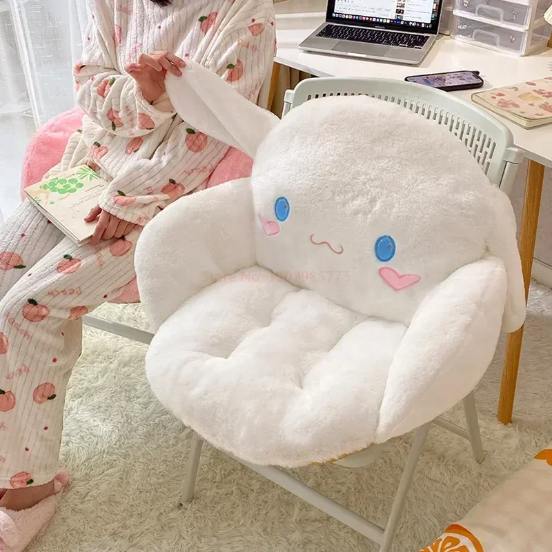 Sanrio Cartoon Cinnamoroll Winter Plush Half Surrounded Black Kuromi Cushion Backrest Dormitory Office Non-slip Chair Cushion image 6