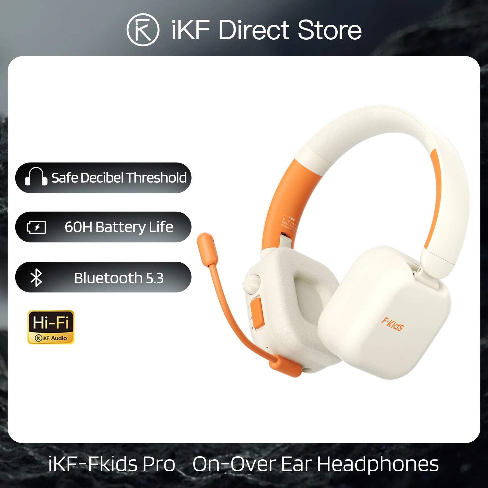 

iKF-Fkids Pro Children Over Ear Headphone Wireless Bluetooth Schoolboy Learning Headphone HIFI Music Headset with external mic