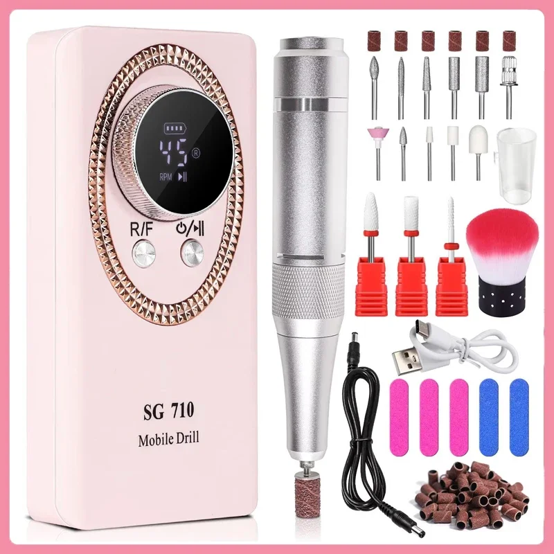 

Portable Electric Nail Drill Machine 45000RPM Rechargeable Manicure Cutter with LCD Display for Acrylic Nail File