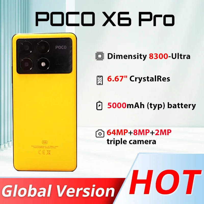 POCO X6 Pro 5G смартфон с яркостью 8300 дюйма-Ultra 6,67 K Flow AMOLED дисплей 64 мп глобальная версия 67 Вт Turbo зарядка