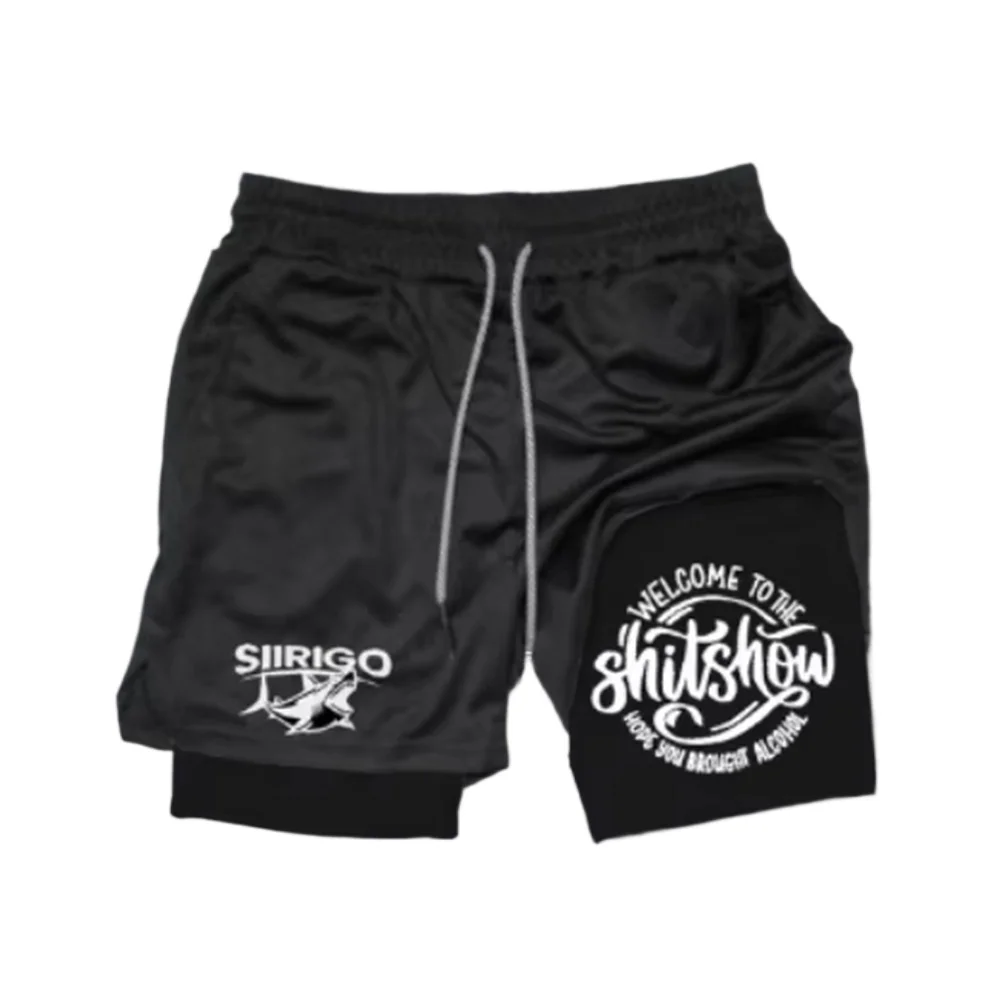

Men's 2-in-1 fitness shorts, fitness jogging double-layer shorts, summer casual training pants
