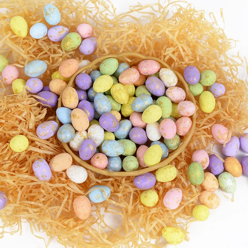 50/100pcs Foam Easter Eggs Happy Easter Party Decorations Painted Bird Eggs DIY Craft Kids Gift Favor Easter Party Ornaments