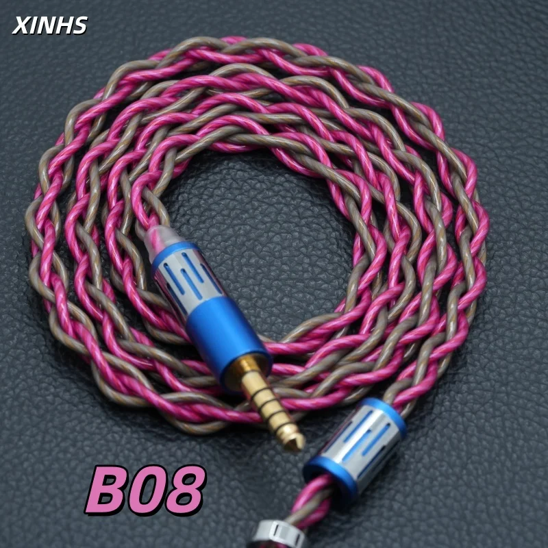 XINHS B08 Twilight Rose 7N Single Crystal Copper Silver-Plated, Audiophile Special Cable for Earphone Sound Quality Upgrade