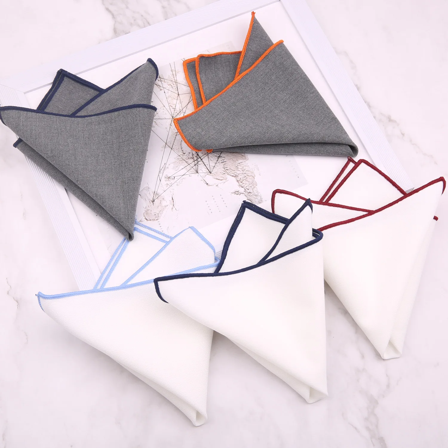 23cm Cotton White Pocket Square Men's Suit Shirt Breast Pocket Square Western-style Handkerchief, Gray Small Square Scarf